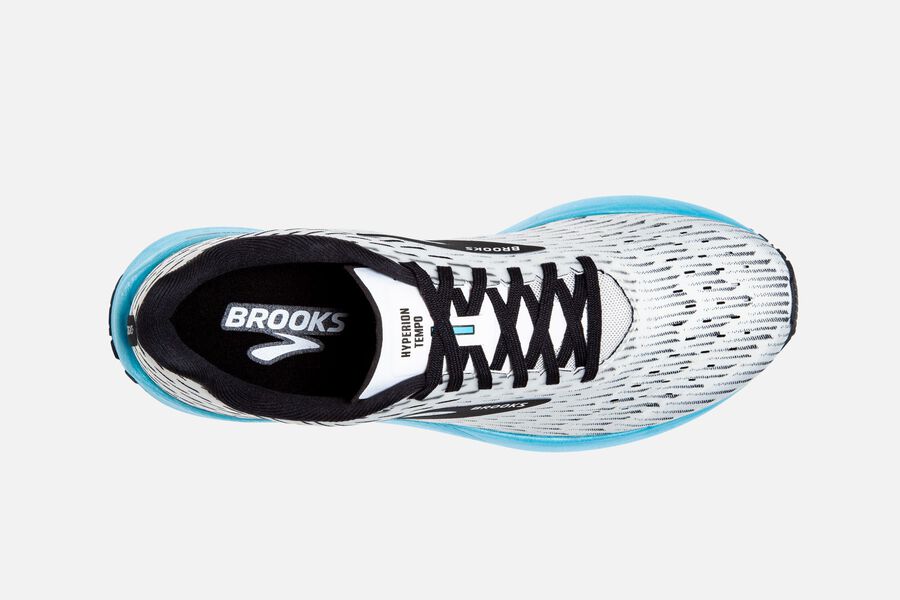 Brooks Running Shoes Mens White/Black/Turquoise - Hyperion Tempo Road - 6542-YXMLC